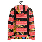 Recycled white unisex hoodie with all-over Serpentine Nicaragua print and hood, by Daemon Luxury.