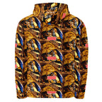 Recycled white unisex hoodie with all-over serpentine Nicaragua print and hood, from Daemon Luxury.