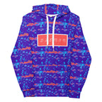 Daemon Serpentine Columbiana Therma unisex hoodie with all-over recycled print and white front, featuring a hood and casual fit.