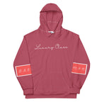All-over print white hoodie featuring rich ruby stones design from Daemon's recycled unisex Felpa Cappucio collection