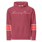 Unisex white hoodie by Daemon featuring all-over print of rich ruby stones on the front.