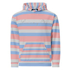 Unisex white hoodie with Love Lines all-over recycled print and adjustable hood, from Daemon, casual streetwear style.