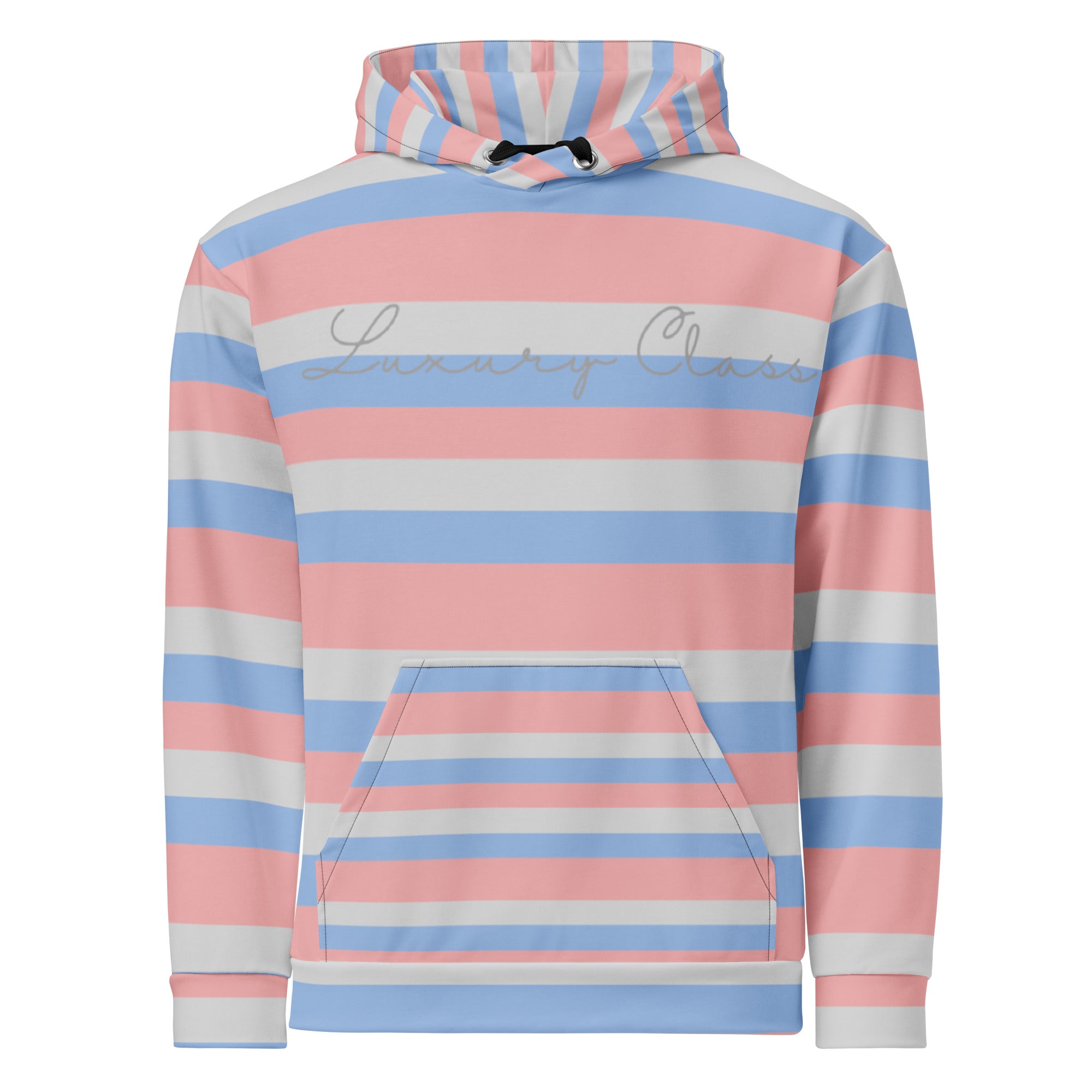Unisex white hoodie with Love Lines all-over recycled print and adjustable hood, from Daemon, casual streetwear style.