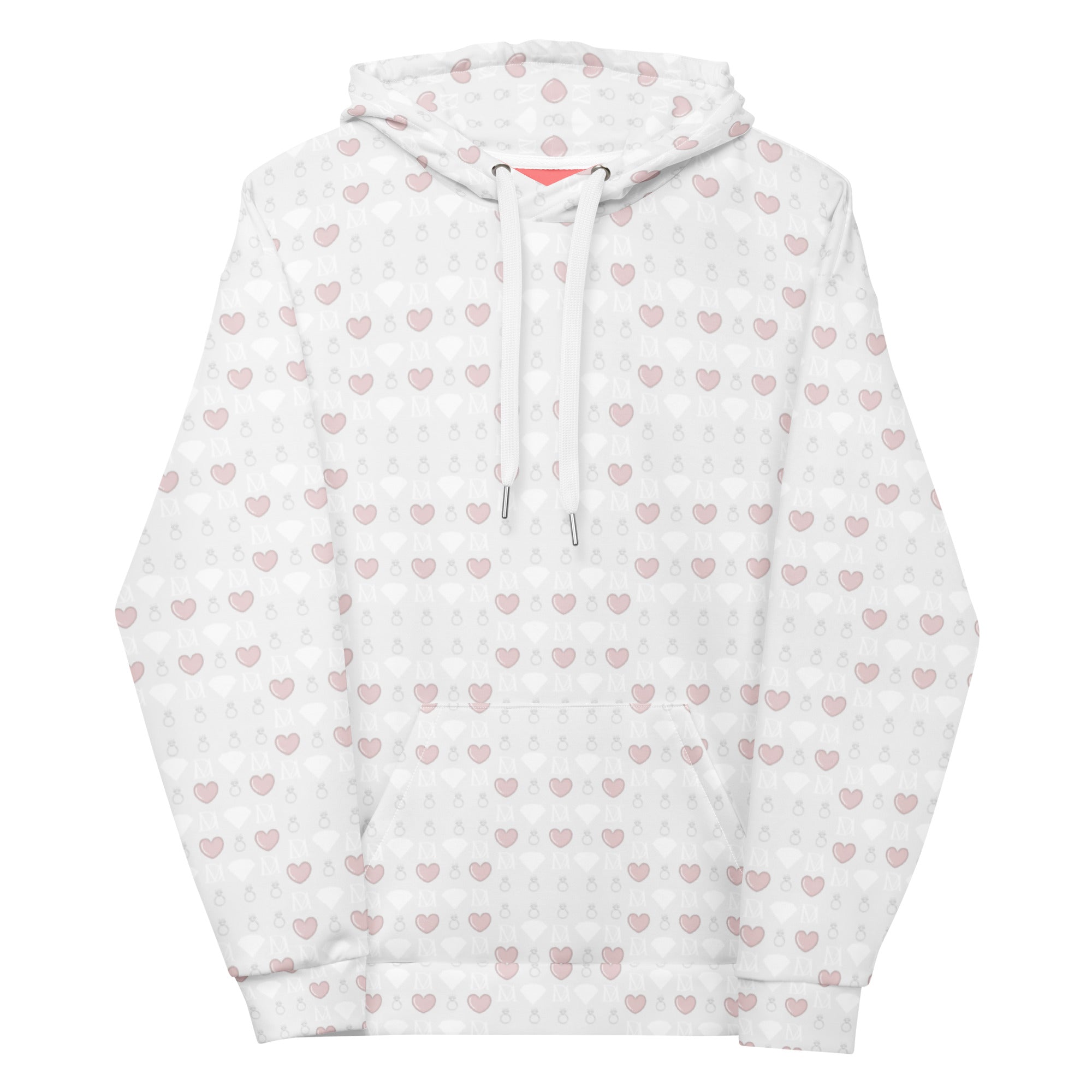 Daemon Frosted Diamonds Blissful Replay unisex recycled hoodie with all-over white diamond print on front.