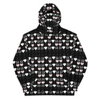 White Daemon Frosted Diamonds Love Lock hoodie with all-over recycled print, featuring diamond patterns and a casual unisex design.