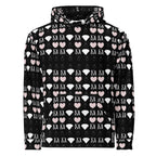 White recycled unisex hoodie with all-over print of frosted diamond love lock design by Daemon.