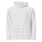 Daemon Frosted Diamonds Artica unisex hoodie with all-over white recycled print and hood, casual and eco-friendly fashion.