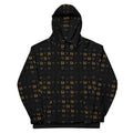 Recycled white unisex hoodie with all-over gold frosted diamond print and hood, by Daemon.