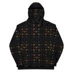 Recycled white unisex hoodie with all-over gold frosted diamond print and hood, by Daemon.