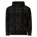 Unisex white hoodie featuring all-over print of frosted diamond patterns in gold, by Daemon.