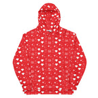 Unisex white hoodie with all-over frosted diamond stardust print, featuring a front pocket and adjustable hood, by Daemon.