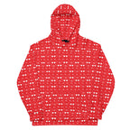 Daemon Frosted Diamonds VENUS unisex recycled hoodie with all-over white print featuring diamond pattern and hood.