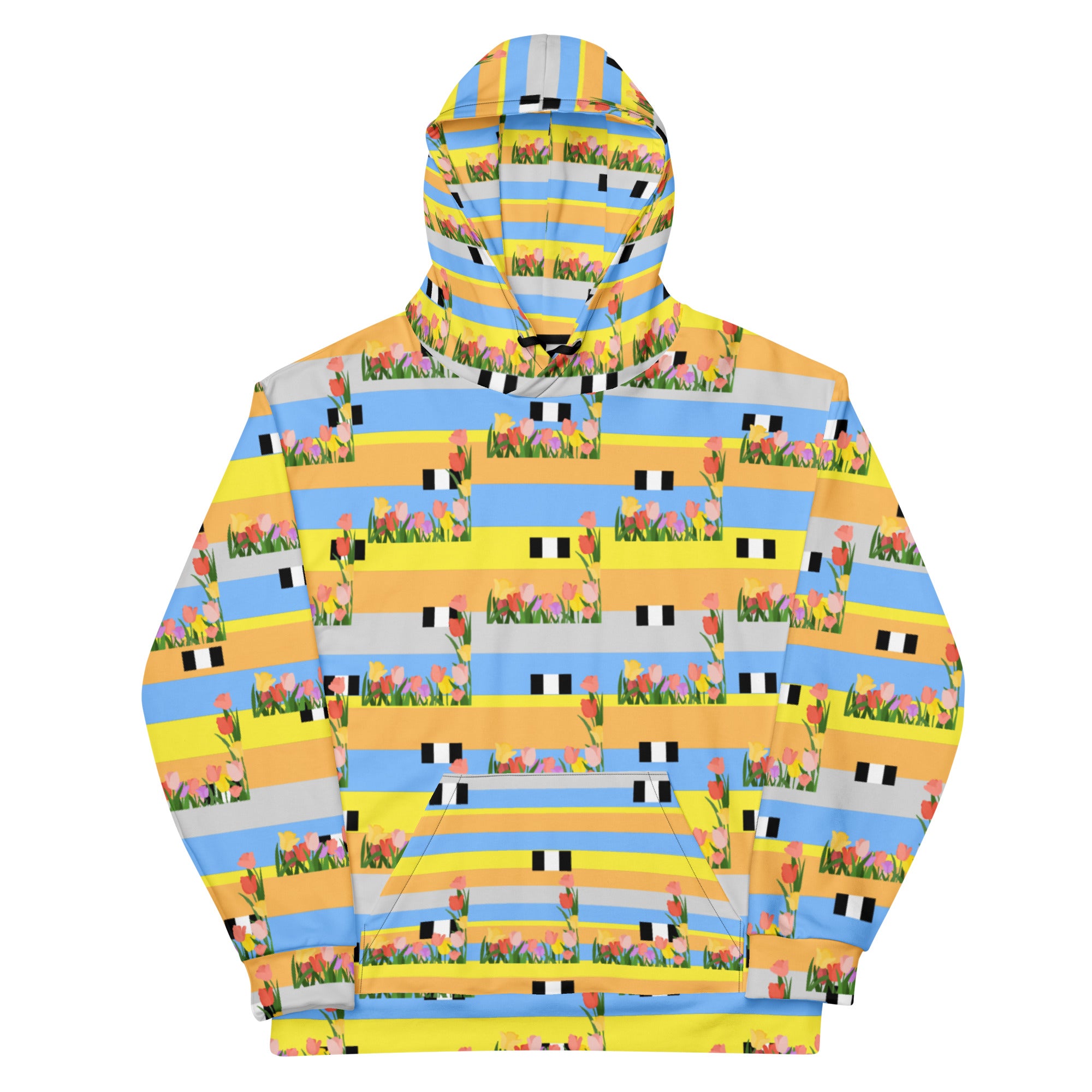 White Daemon Luxury Pacific Fire Florette Edition unisex hoodie with vibrant all-over print and front design.