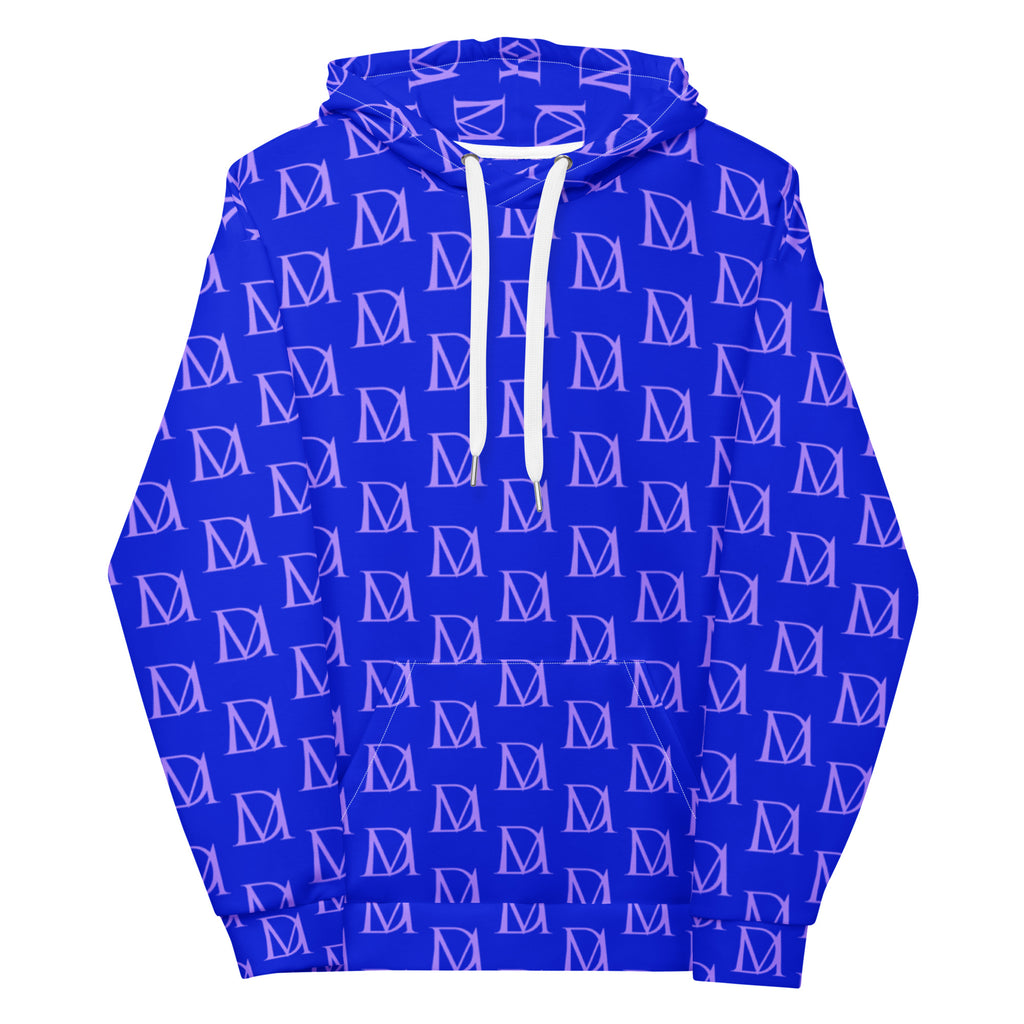 Daemon Luxury ELECTRICA Lilac Relay unisex hoodie with all-over recycled print, white front, casual streetwear style