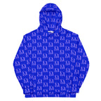 Daemon Luxury ELECTRICA Lilac Relay unisex hoodie with all-over recycled print, white front, cozy fleece material.