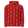 Daemon Luxury SUPREME MODELS initial ringers hoodie, unisex white recycled cotton hoodie with all-over print design.