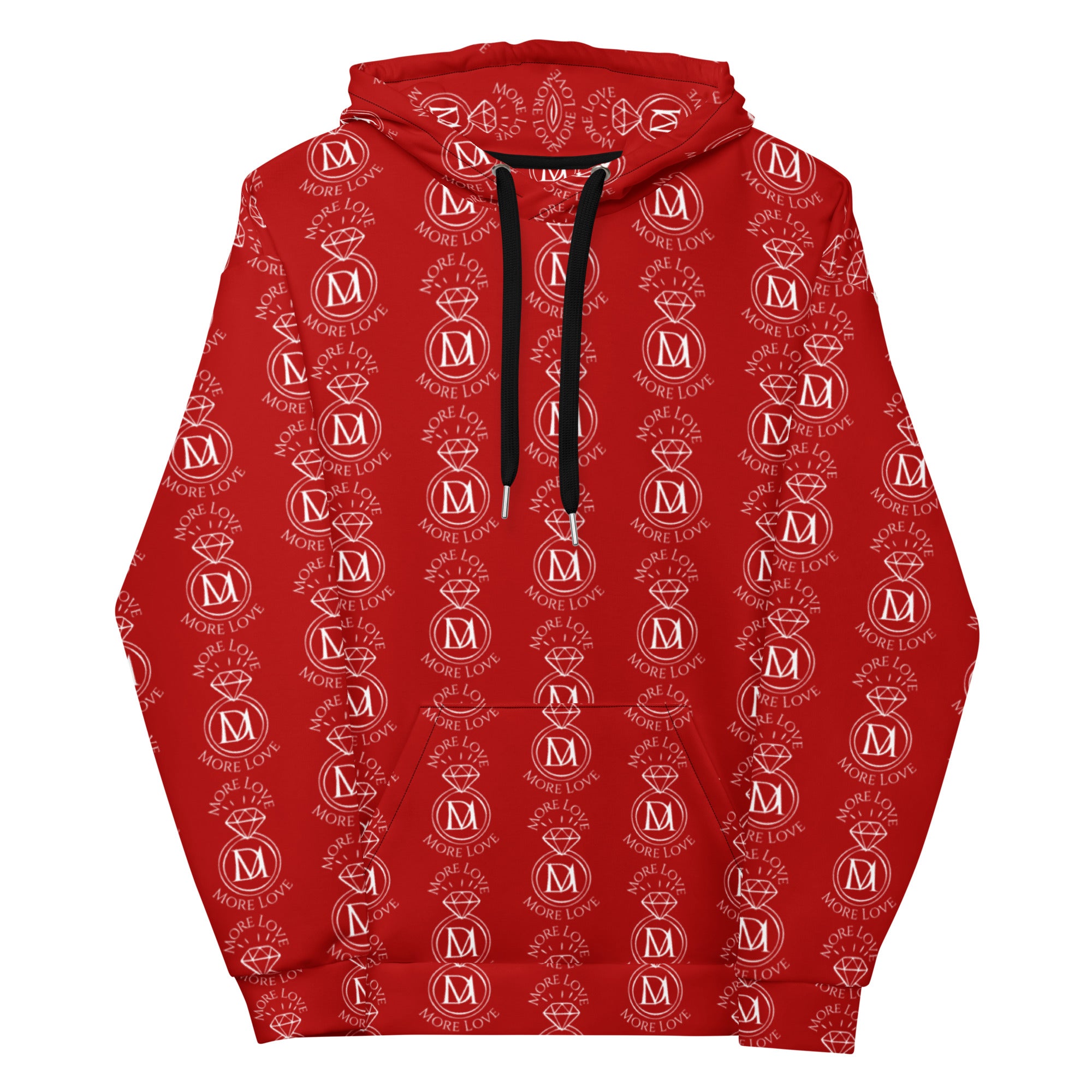 Daemon Luxury Supreme Models initial ringers hoodie, white recycled unisex sweatshirt with all-over print design.