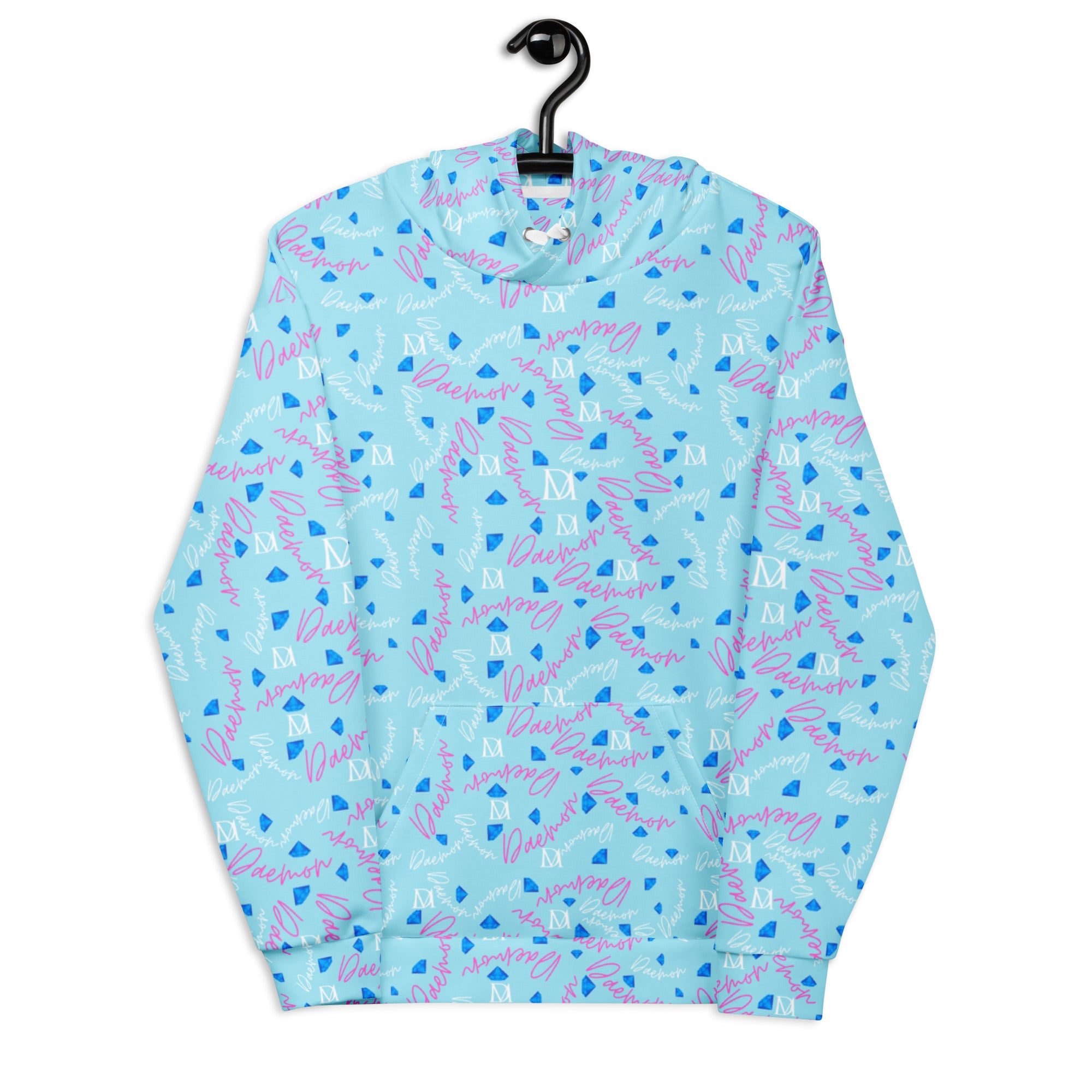 Daemon Luxury Picasso Mirrors solid lakes unisex hoodie with all-over print, white front, recycled fabric, casual and stylish.