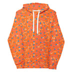 Unisex white hoodie with all-over Picasso-inspired Rays Crush print by Daemon Luxury, featuring a hood and casual fit.