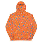 Daemon Luxury Picasso Mirros Rays Crush unisex recycled hoodie with all-over white print and hood design.