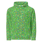 Daemon Luxury Picasso Mirros Gardena Kalifornia unisex hoodie with all-over recycled print, white front view.