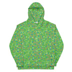 Daemon Luxury Picasso Mirros Gardena Kalifornia unisex hoodie with all-over recycled print, white front, casual and stylish.