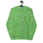 Daemon Luxury Picasso Mirros Gardena Kalifornia all-over print recycled unisex hoodie with white front design.