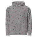 Unisex white hoodie from Daemon Luxury featuring all-over speckled diamond print with a subtle gloomy design.