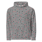 Unisex white hoodie from Daemon Luxury featuring all-over speckled diamond print with a subtle gloomy design.