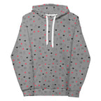 Daemon Luxury Speckled Diamonds Subtle Gloom unisex recycled hoodie with all-over white print and hood.