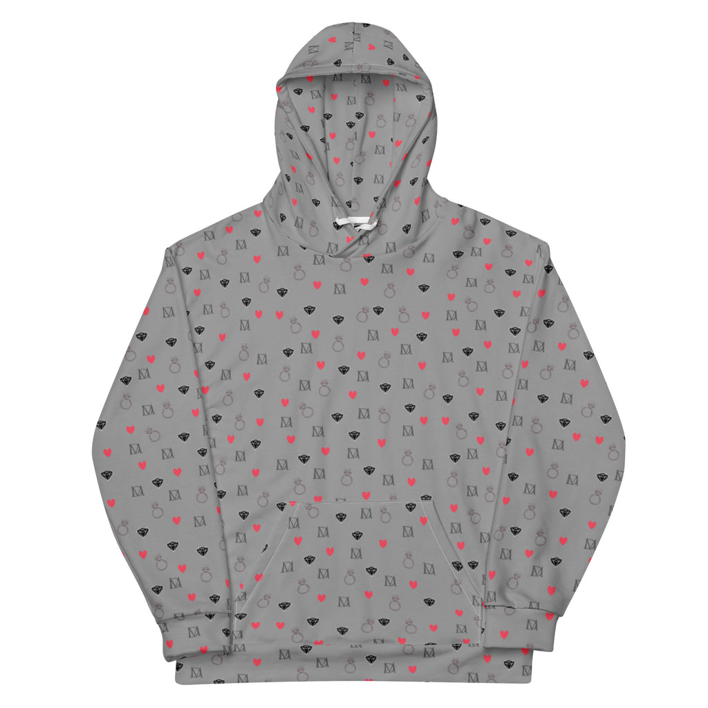 Daemon Luxury speckled diamonds subtle gloom unisex hoodie featuring all-over recycled print and a front view.