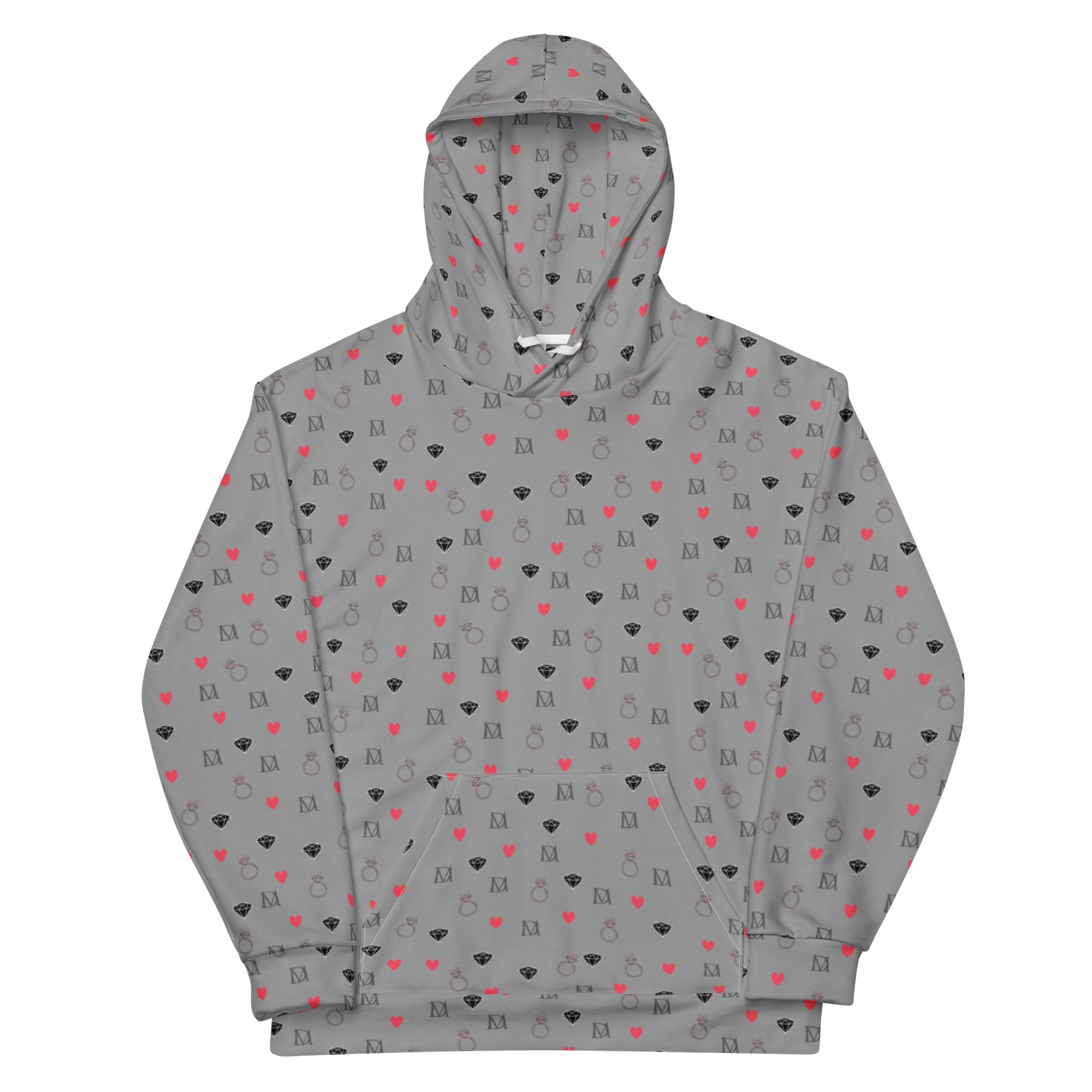 Daemon Luxury speckled diamonds subtle gloom unisex hoodie featuring all-over recycled print and a front view.