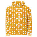 Recycled white unisex hoodie with all-over Frosted Diamonds Tarmin Honeybees print by Daemon Luxury, featuring a front view.