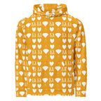 Recycled white unisex hoodie with all-over Frosted Diamonds Tarmin Honeybees print by Daemon Luxury, featuring a front view.