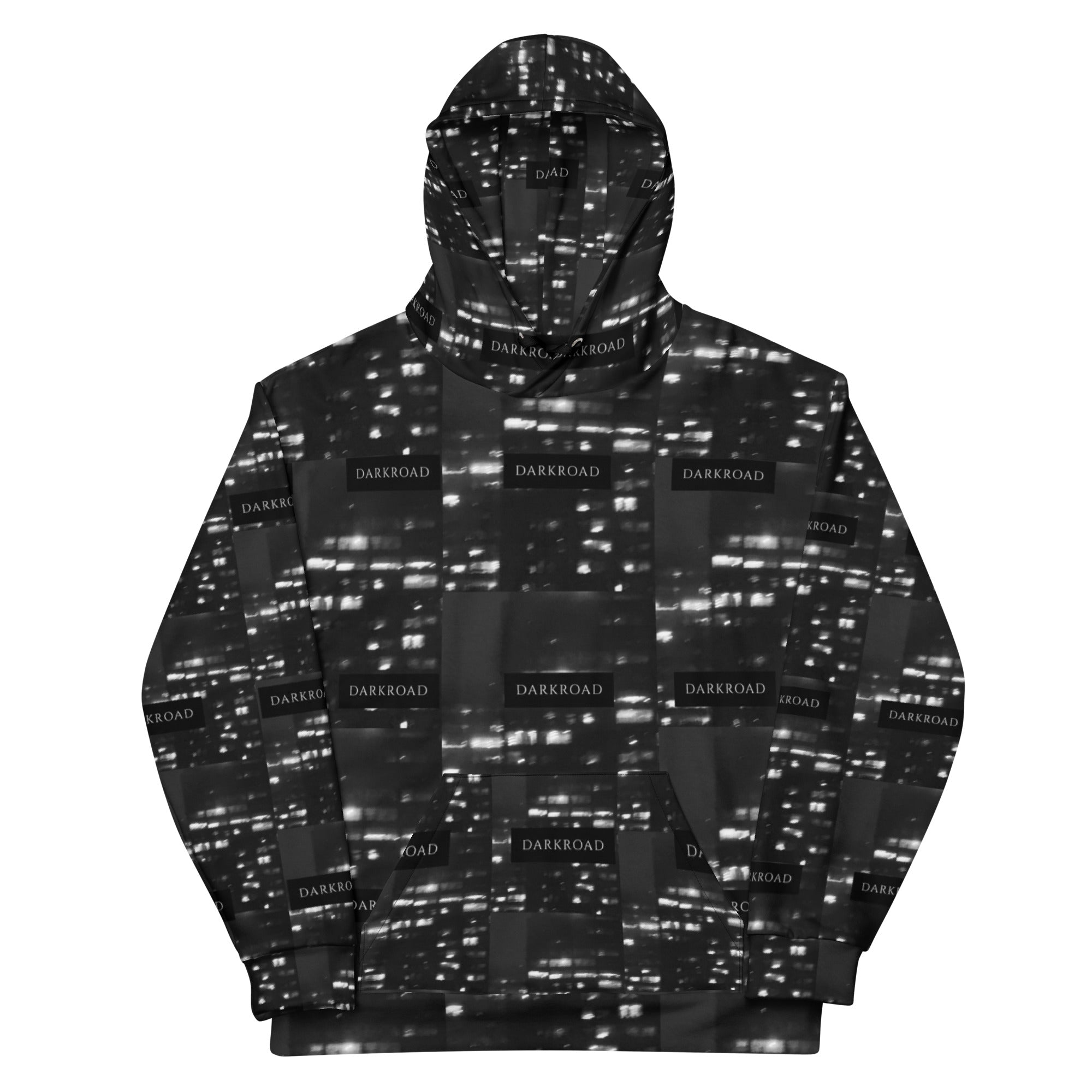 Unisex white recycled hoodie with all-over print and hood, from Daemon Luxury's Luxury Nights collection.
