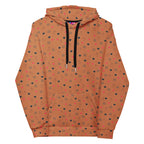 Unisex white hoodie with all-over speckled diamond print by Daemon Luxury, featuring a front view and hood.