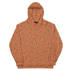 Unisex white Felpa Cappucio hoodie with all-over speckled diamond print from Daemon Luxury, showcasing a recycled fabric design.
