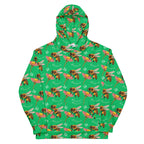 White Daemon Luxury Honeybee Shores Lucky Charm unisex hoodie with all-over-print design and front pocket.