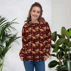 Daemon Luxury Honeybee Shores Gardena Dawn unisex hoodie with all-over print, white recycled fabric, front view