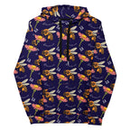 Daemon Luxury Honeybee Shores Gardena Oceanic unisex hoodie with all-over white recycled print front view