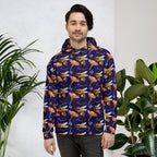 Daemon Luxury Honeybee Shores Gardena Oceanic unisex hoodie with all-over white ocean-themed print and hood.
