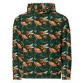 Daemon Luxury Honeybee Shores Gardena Dim unisex hoodie with all-over-print recycled fabric and white front design.