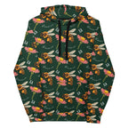 Daemon Luxury Honeybee Shores Gardena Dim unisex hoodie with all-over print on white recycled fabric front view