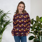 Unisex white hoodie with all-over honeybee shores dusk print from Daemon Luxury, featuring a hood and front design.