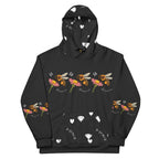 Unisex white Felpa Cappuccio hoodie with all-over-print design from Daemon Luxury's Florette Rebirth Honeybee Nights collection.