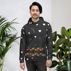 Daemon Luxury Florette Rebirth Honeybee Less recycled unisex hoodie with all-over print in white, featuring a stylish hooded design.