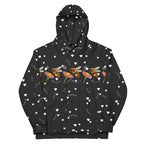 Daemon Luxury Florette Rebirth Honeybee Bliss unisex hoodie with all-over floral and bee print on white recycled fabric front view