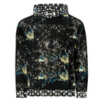 Unisex white hoodie with stitched frames design from Daemon Luxury's Panther Canyon collection, featuring all-over print.