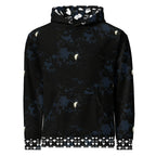 White unisex hoodie with all-over Nightcrawler Coordinate secret phase print and hood, by Daemon Luxury.