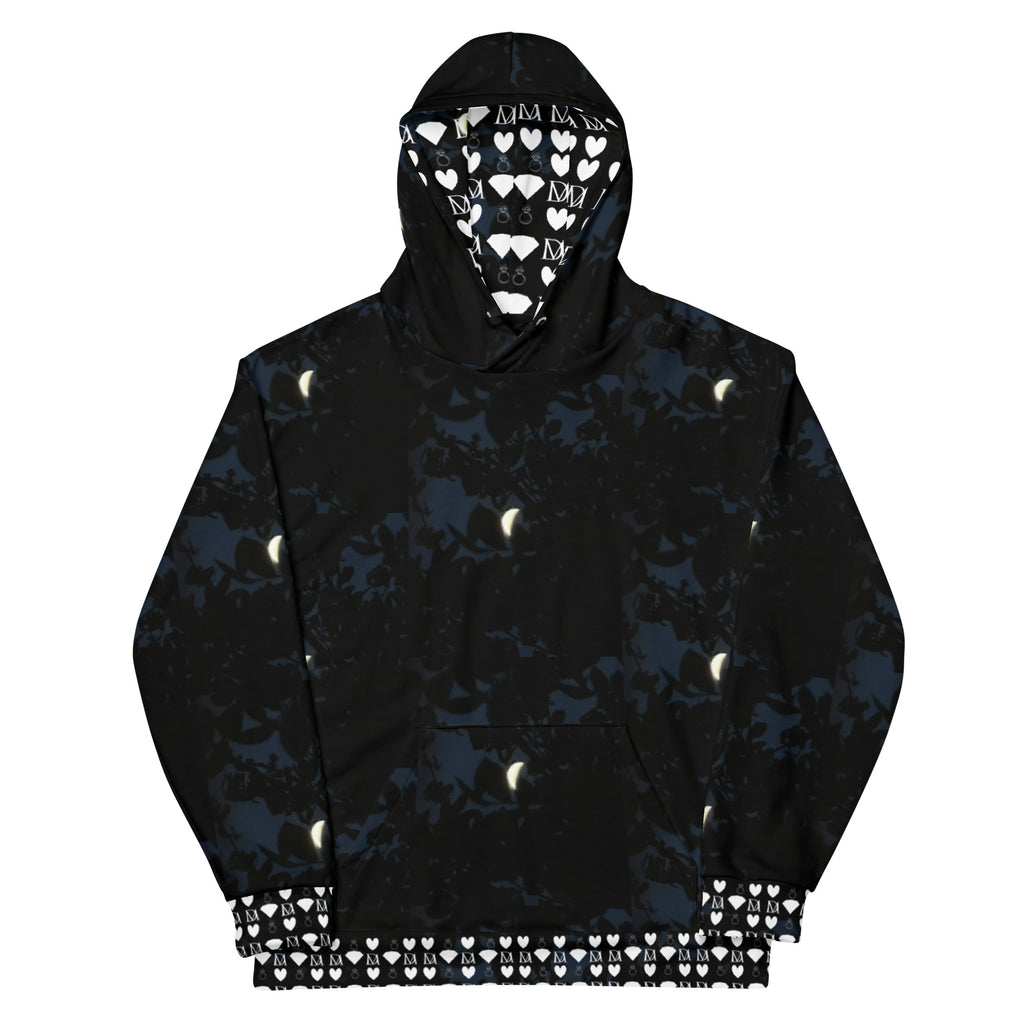 White Daemon Luxury Nightcrawler Coordinate hoodie with all-over printed design, unisex recycled fabric, front view.